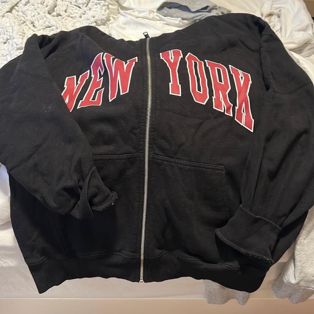 Black New York Brandy Melville Zip Up